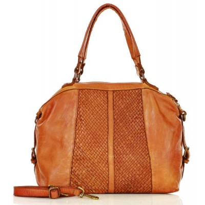 Tote Shopper Schwarz & Beige Leder mit reißverschluss. Geflochten